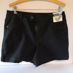 D.JEANS RECYCLED DENIM HIGH WAIST SHORT-LIGHTWEIGHT- COMFORT- SIZE 13/14 BLACK